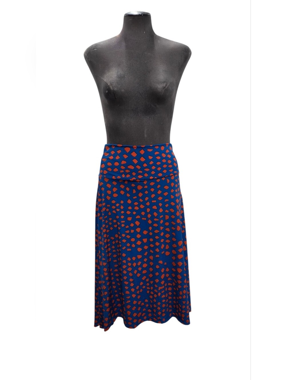 Lularoe Size Medium Azure  Blue & Orange Printed A-Line Skirt
